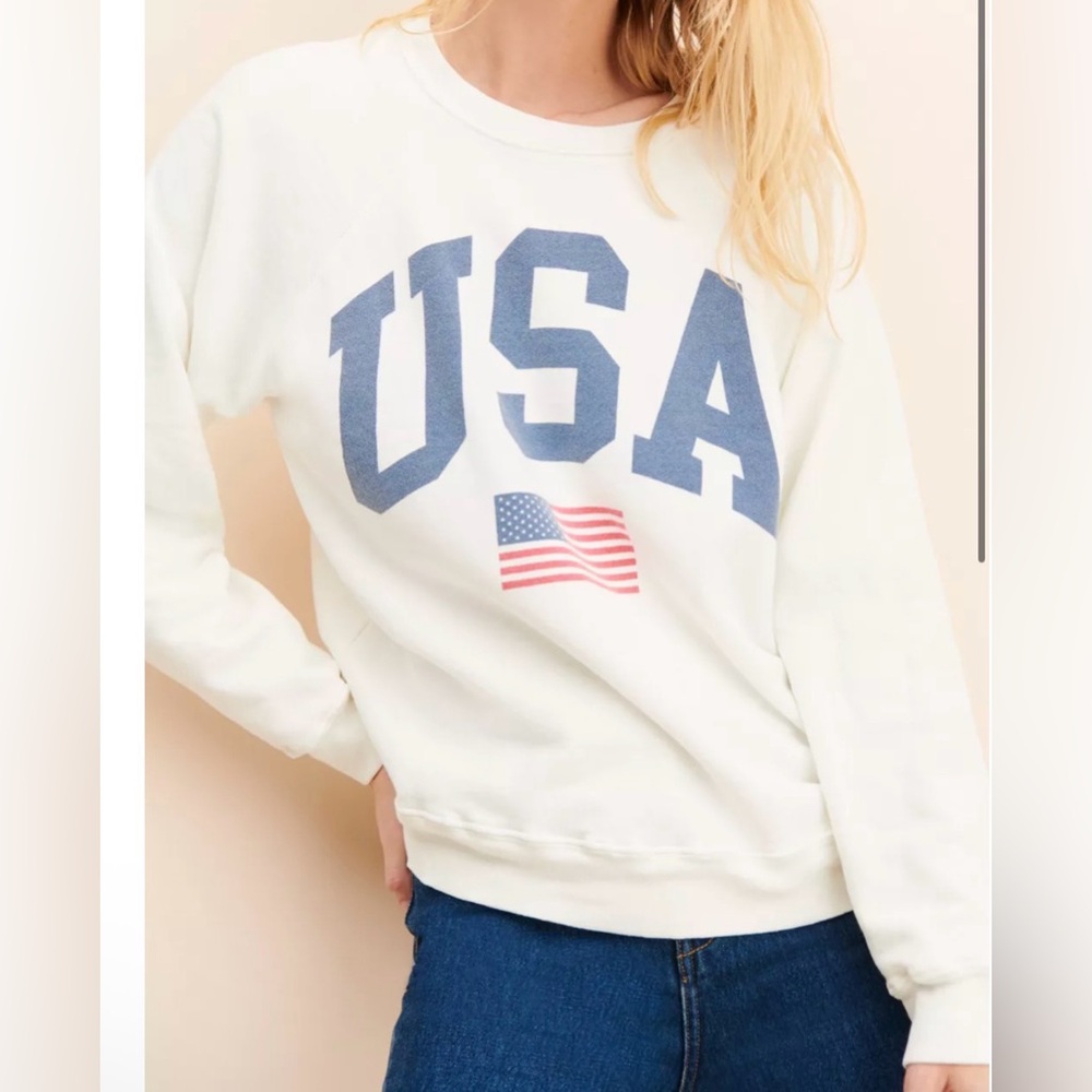 Free People Original Retro Brand USA Crew Sweatshirt Pullover Long Sleeve